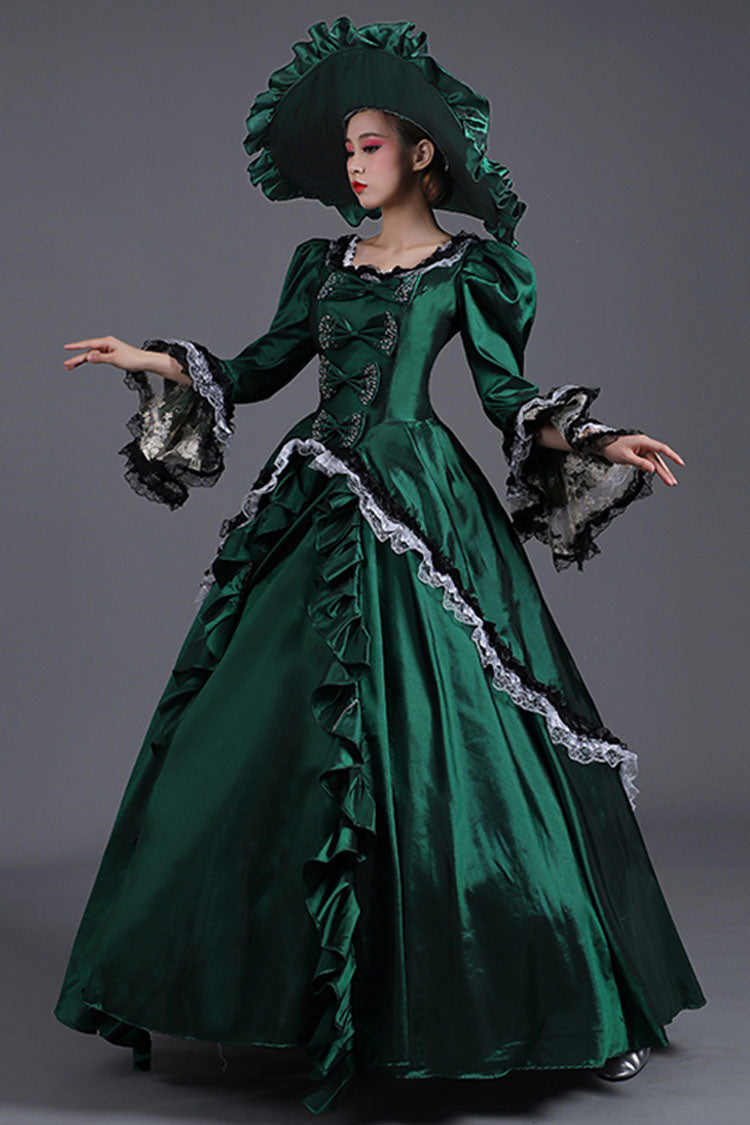 Court Style High Waisted Long Sleeves Trumpet Sleeves Bowknot Victorian Lolita Prom Dress - Product - 2