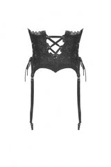 Black Floral Embroidered Lace-Up Strappy Women's Gothic Gorgeous Corset - Product - 3