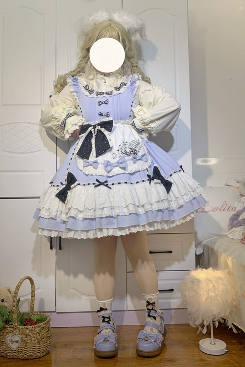 Blue Ruffled Square Collar Alice Chapter Sweet Lolita JSK Dress - Product - 2