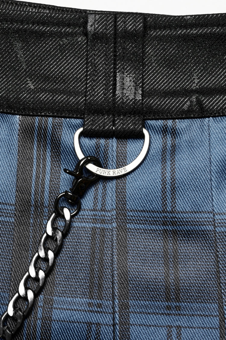 Plaid Print Gradient Stitching Adjustable Waist Men's Steampunk Skirt 2 Colors - Product - 7