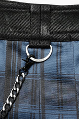 Plaid Print Gradient Stitching Adjustable Waist Men's Steampunk Skirt 2 Colors - Product - 7
