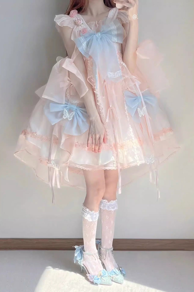 Blue/Pink Bowknot Sweet Chinese Style Princess Lolita Jsk Dress - Product - 2
