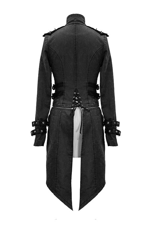 Black Spiked Zipper Up Punk Mesh Womens Coat With Loops - Product - 7