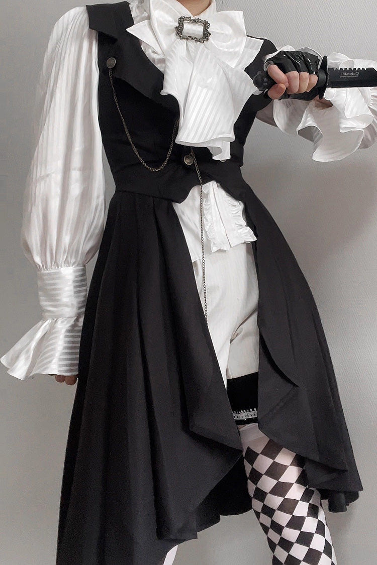 ブラック [Moonstone] ノースリーブ フリル 王子系 ゴシック Prince ロリータ ロング ベスト 商品画像