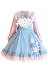 Blue/Pink Plum Blossom Snow Rabbit Ruffle Bowknot Sweet Lolita Dress - Product - 5