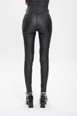Black Lace-Up Eyelet Straps Women's Punk Pants - Product - 3
