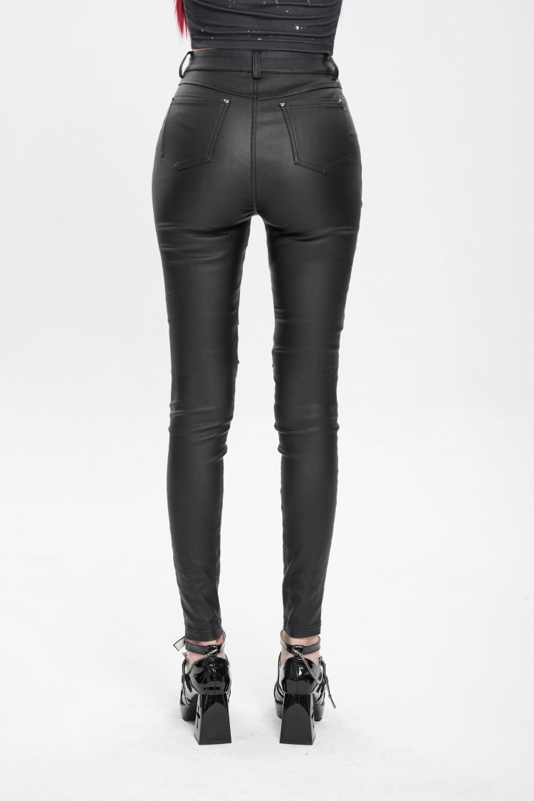 Black Lace-Up Eyelet Straps Women's Punk Pants - Product - 3