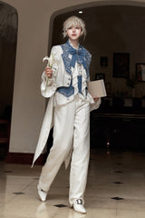 White [Moonlit Paladin Prince] Ruffle Embroidery Bowknot Classic Prince Handsome Ouji Lolita Set - Product - 3