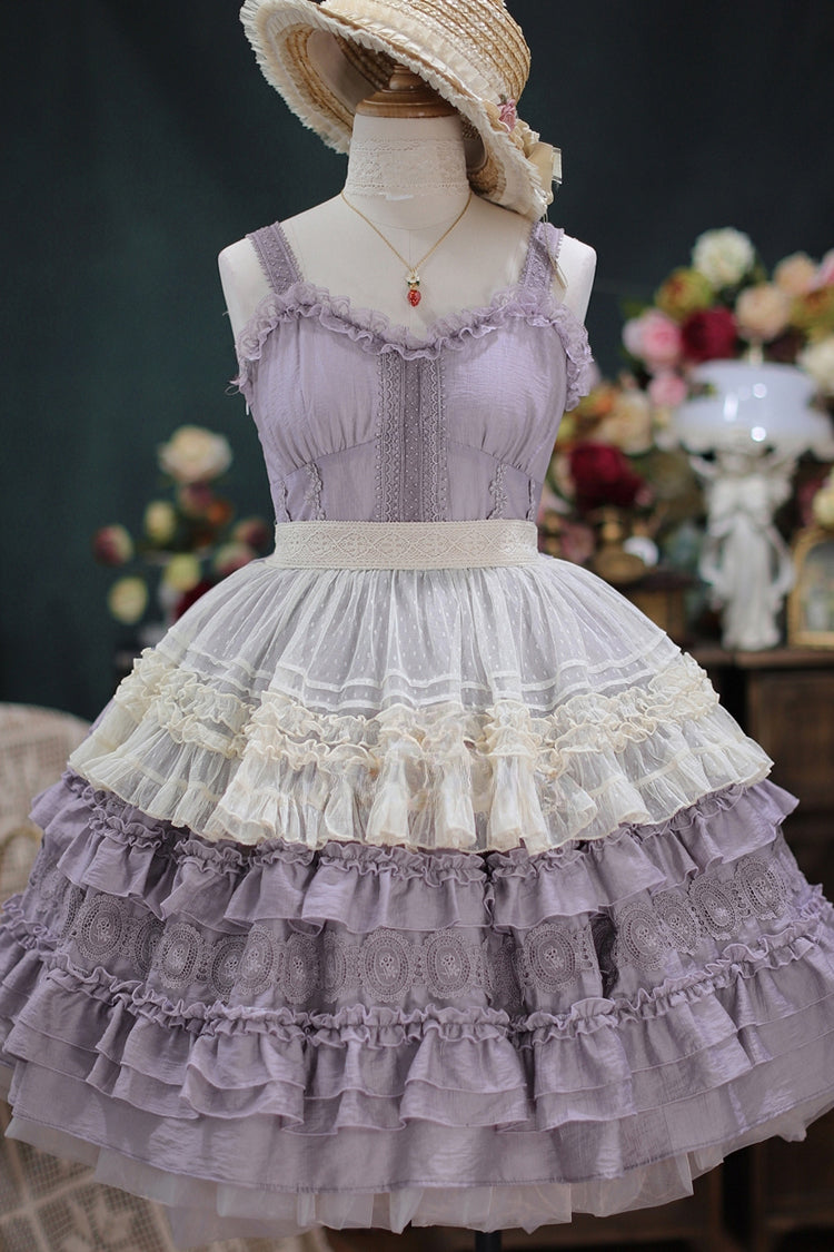 Dream Bouquet Elegant French Ruffle Sweet Lolita JSK Tiered Dress 4 Colors - Product - 2