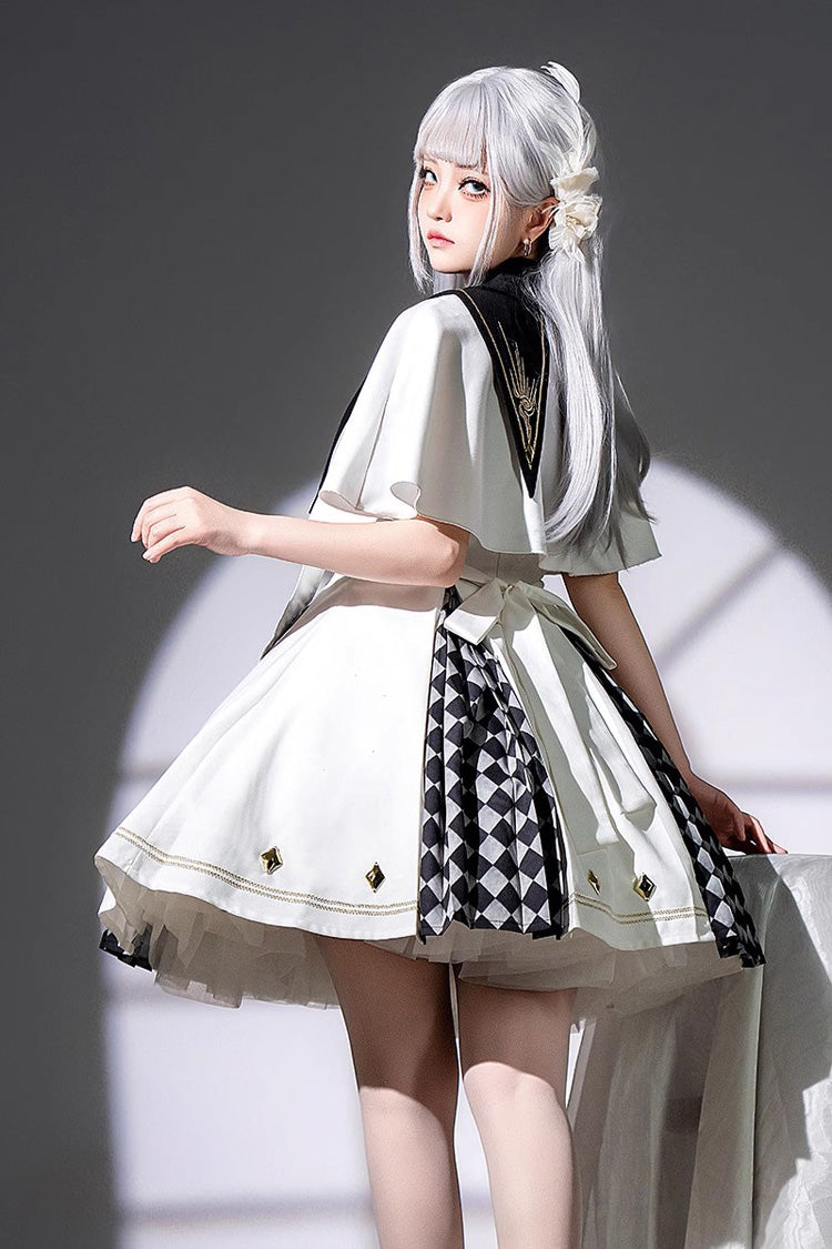 White [Eye of Truth] Magic Academy Diamond Print Stitching Gothic Lolita Jsk Dress - Product - 5