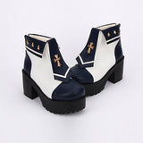 Navy Style Cross Decoration High Heel Sweet Lolita Boots - Dark Blue - 1