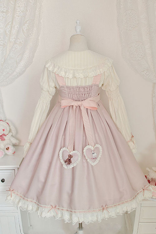 Pink Sheep & Bear Print Alice Girl Bowknot Ruffled Sweet Lolita JSK Dress - Product - 3