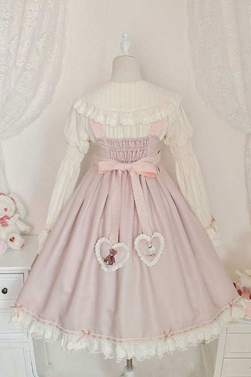 Pink Sheep & Bear Print Alice Girl Bowknot Ruffled Sweet Lolita JSK Dress - Product - 3