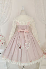 Pink Sheep & Bear Print Alice Girl Bowknot Ruffled Sweet Lolita JSK Dress - Product - 3