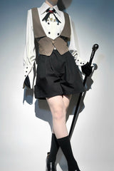 White [Little Detective] Long Sleeves Bowknot Ouji Prince Handsome Lolita Blouse - Product - 4