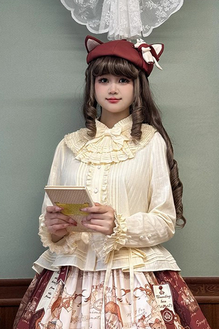 [Fox Band] Long Sleeves Ruffle Lace Sweet Lolita Blouse 3 Colors - Product - 2