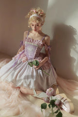Purple Midsummer Dream Elegant Embroidered Print Chinese Style Ballet Boat Neck Sweet Qi Lolita Dress - Product - 6