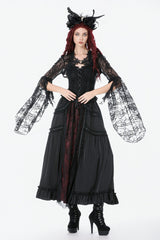 Black Women's Gothic Lace Flare Long Sleeve Crop Shrug - Product - 9