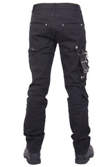 Black Punk Rock Zipper With Chains Mens Pants - Product - 6