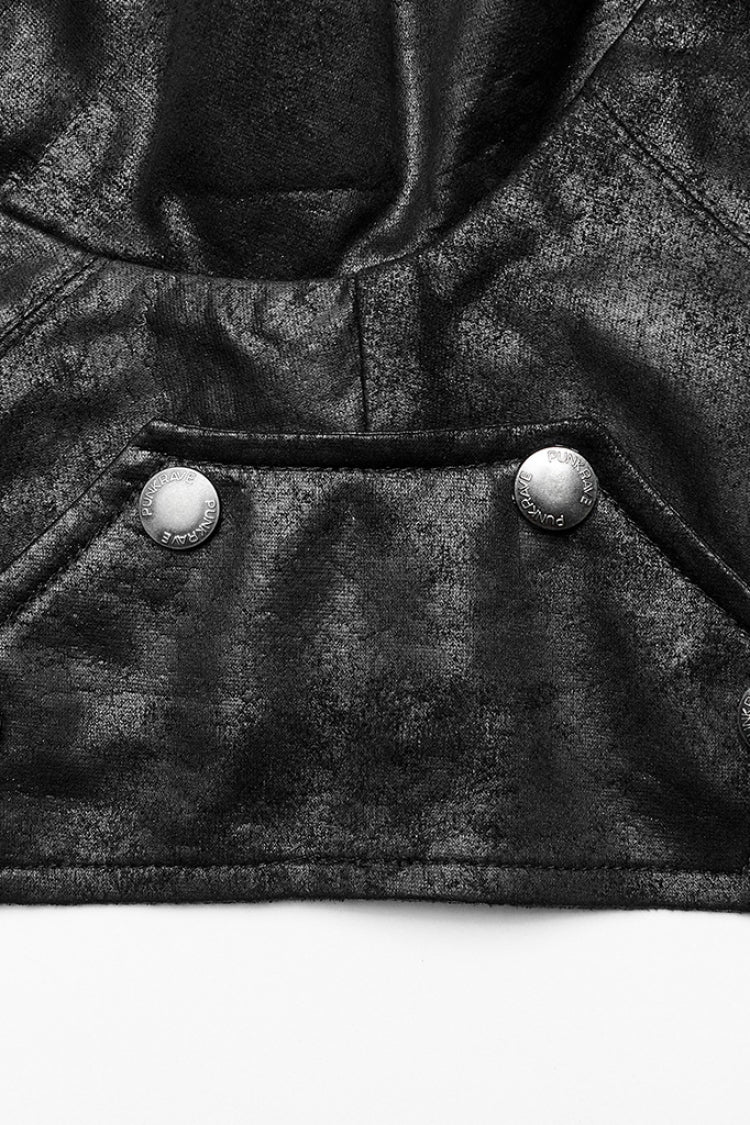 Black Ghost Head Pendant Metal Rivets Hooded Women's Steampunk Cape - Product - 6