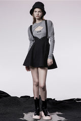 Black Future Series Metal Buttonhole Decoration Collect Waist Swing Hem Cat Ear Women's Gothic Skirt - Product - 4