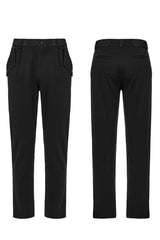 Black Buckle Floral Men's Gothic Waistband Pants - Product - 5