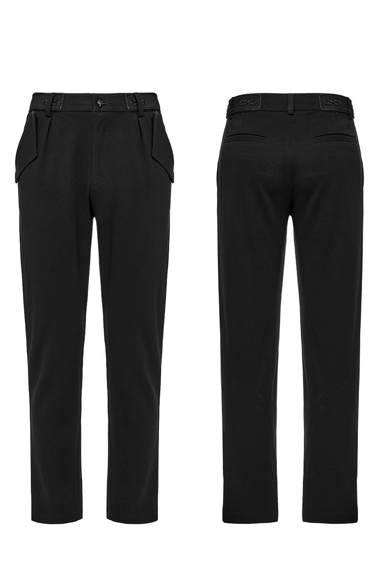 Black Buckle Floral Men's Gothic Waistband Pants - Product - 5