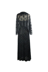 Black Lace Shawl Dark Pattern Velvet Women's Gothic Slip Dress - Product - 9