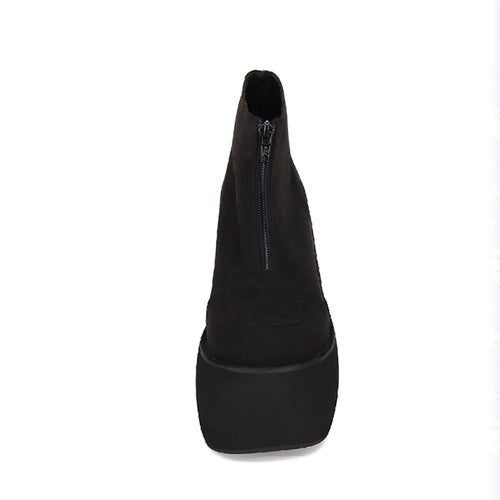 Black Front Zipper Platform Short Classic Lolita Boots - Product - 5