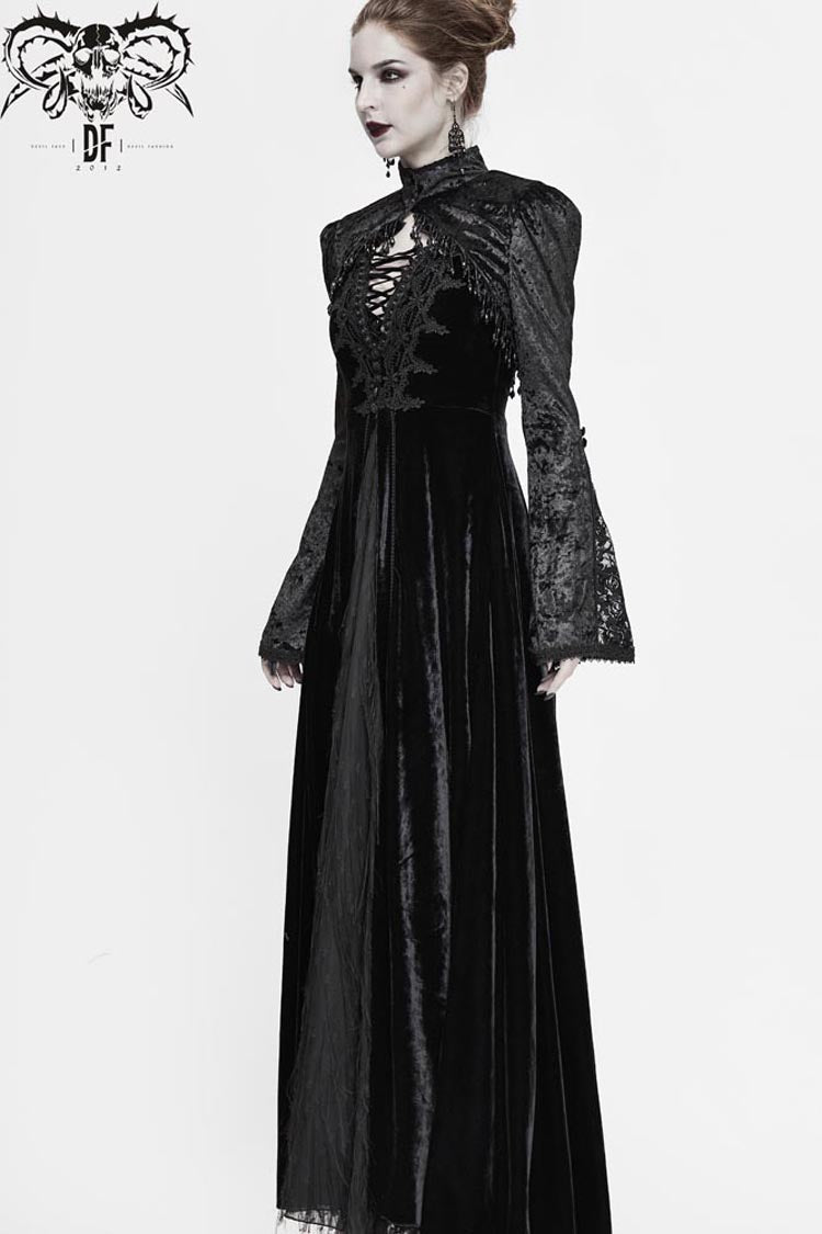 Black Lace Velvet Bubble Trumpet Sleeve Women's Gothic Small Shawl - Product - 11