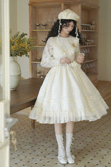 Ivory [Flower Sound] Long Sleeves Ruffle Cardigan Bowknot Lace Sweet Lolita Dress - Product - 2