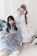 Doll Collar Long Sleeves Ruffle Bowknot Sweet Jirai Kei Japanese Blouse 3 Colors - Product - 4