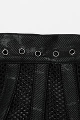 Black Print Leather Hollow Stitching Mesh Women's Gothic Corset - Product - 6