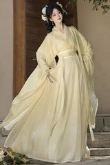 [Spring Harmony] Long Trumpet Sleeves Embroidered Chinese Inspired Hanfu Dress Set 2 Colors - Product - 8