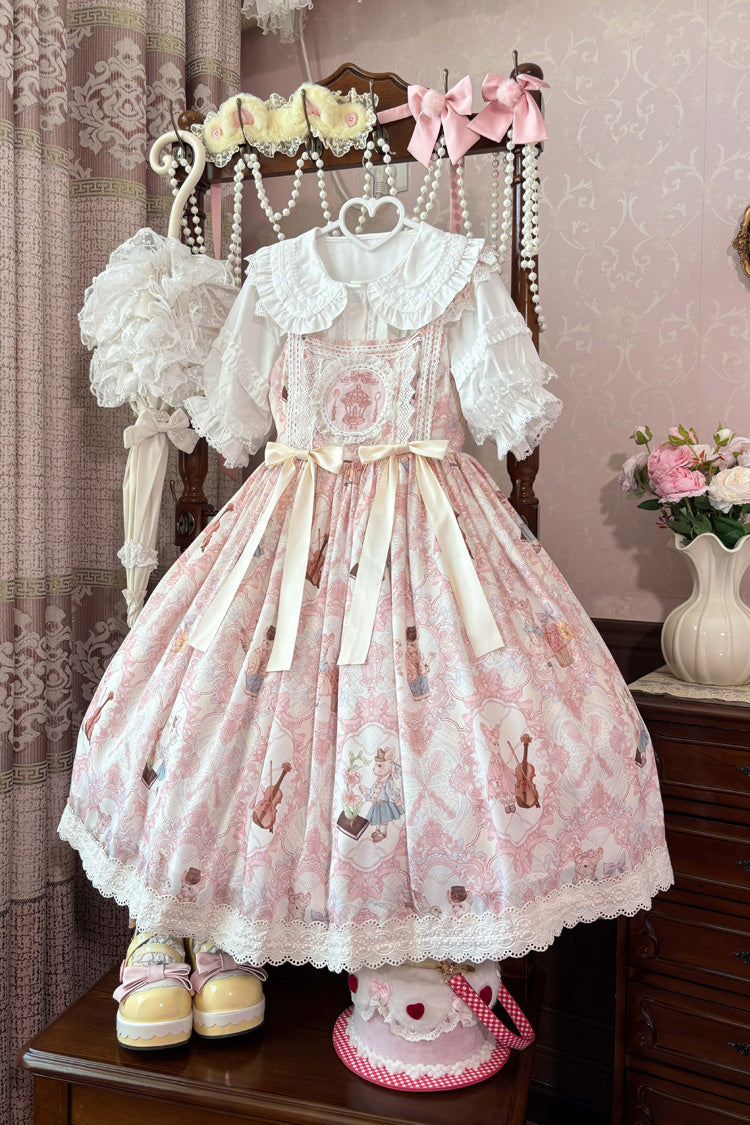[Sweetheart Party] Sleeveless Printed Ruffled Embroidered Lace Sweet Lolita Jsk Dress 3 Colors - Product - 6