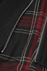 Black Stitching Red Plaid Women's Punk Pleated Skirt - Product - 6