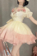 Gradient Gorgeous Bowknot Strawberry Princess Hanayome Short Sweet Lolita Jsk Dress 4 Colors - Product - 9