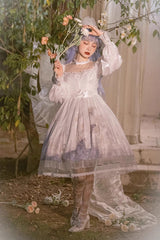 Multi-Color Long Lantern Sleeves Print Ruffle Sweet Princess Lolita Jsk Dress - Product - 2