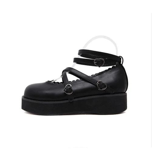 Black Doll Round Toe Soft Sister Cute Student Platform Shoes - Product - 3