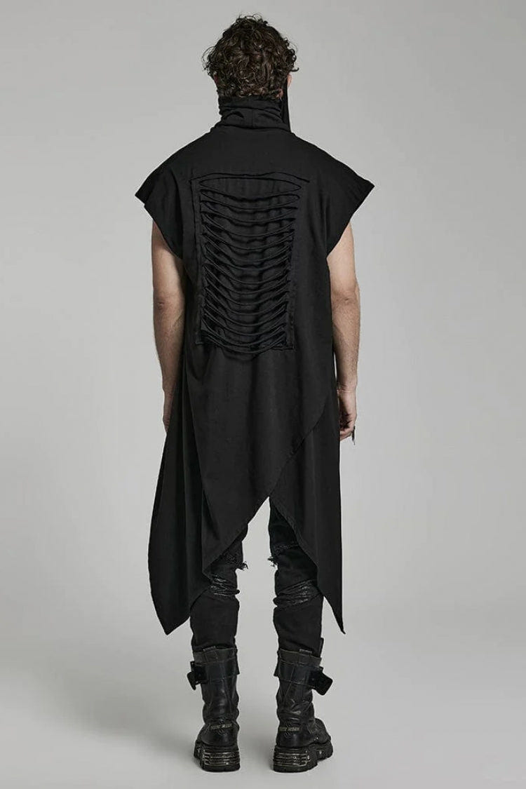 Spiked Hem Doomsday Irregular Mens Steampunk Vest 2 Colors - Product - 4