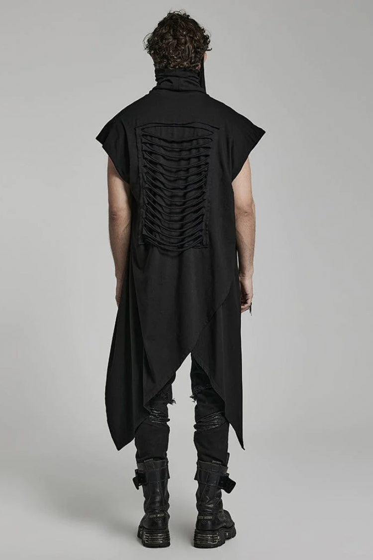 Spiked Hem Doomsday Irregular Mens Steampunk Vest 2 Colors - Product - 4