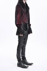 Black Faux Leathet Button Men's Gothic Pants - Product - 6