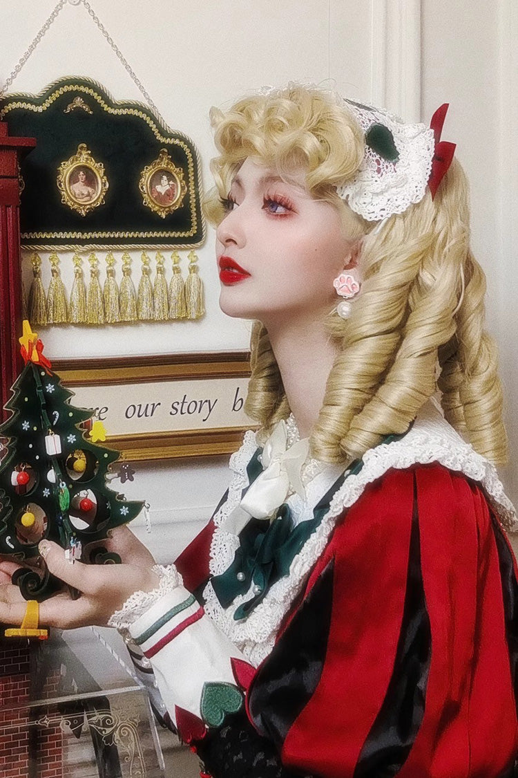 Golden Roman [Elizabeth] Sweet Vintage Elegant Lolita Curl Twin-Tail Wig - Product - 3