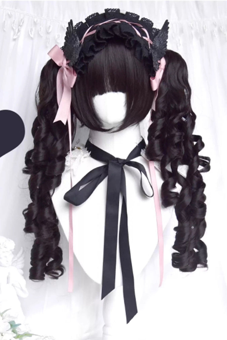 Black Multi-Layered Roman Curl Twin Tails Sweet Lolita Wig - Product - 2