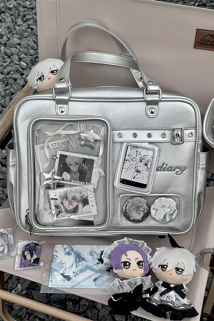 Classic Large Capacity Embroidered Crossbody Lolita Itabag 3 Colors - Silver - 5