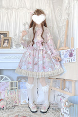 Doll Collar Lantern Sleeves Cute Sheep Print Sweet Lolita OP Dress - Pink - 7