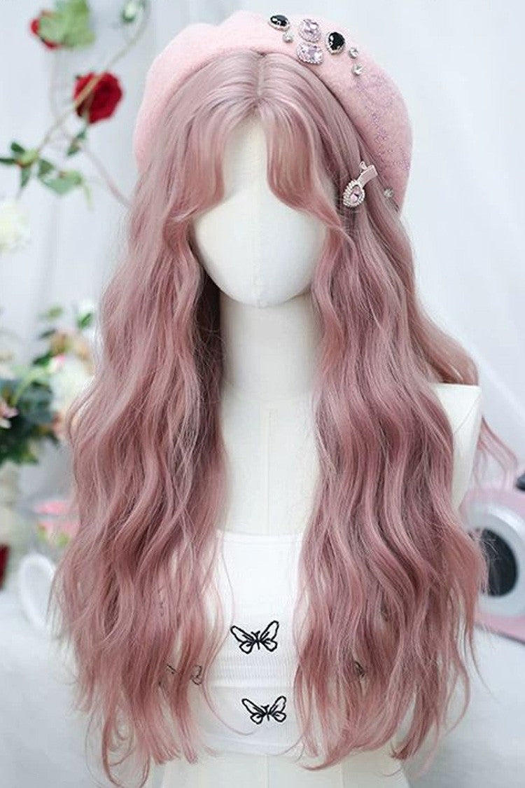 Sakura Pink Stylish Bangs Soft Curls Sweet Lolita Wig - Product - 2