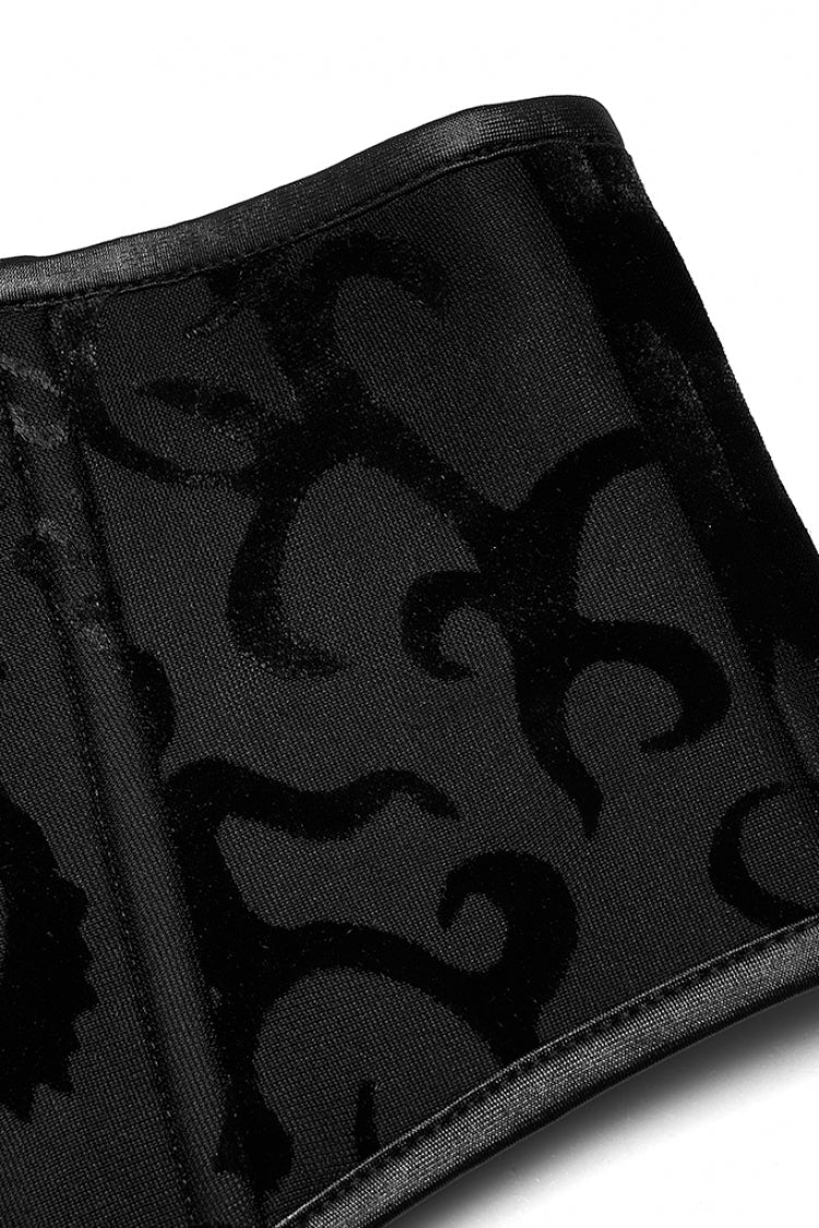 Black Jacquard Print Women's Gothic Underbust Corset - Product - 8