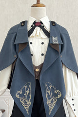 Blue [Little Detective] Print Ouji Prince Handsome Lolita Cloak - Product - 8
