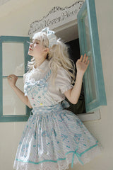 Blue [Hatsune Miku] Sleeveless Print Bowknot Lace Sweet Lolita Strap Jumper Dress - Product - 3